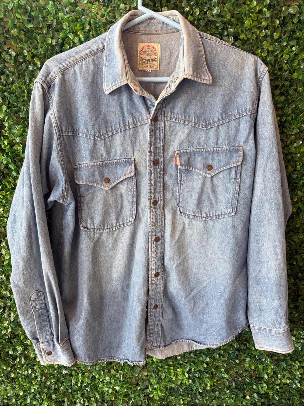Vintage rare orange tab Levi's Light Blue Denim Shirt